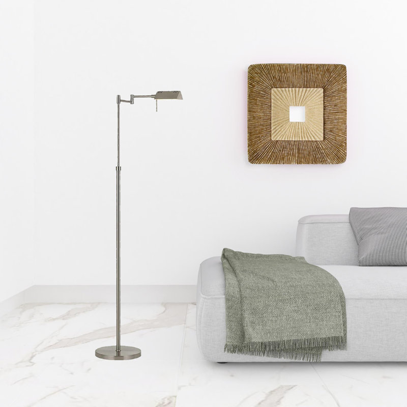 61" Adjustable Swing Arm Floor Lamp, Nickel