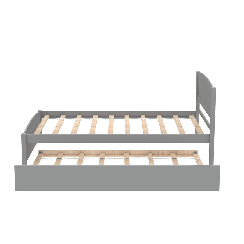 Murtibai Twin size Platform Bed with Trundle, Gray