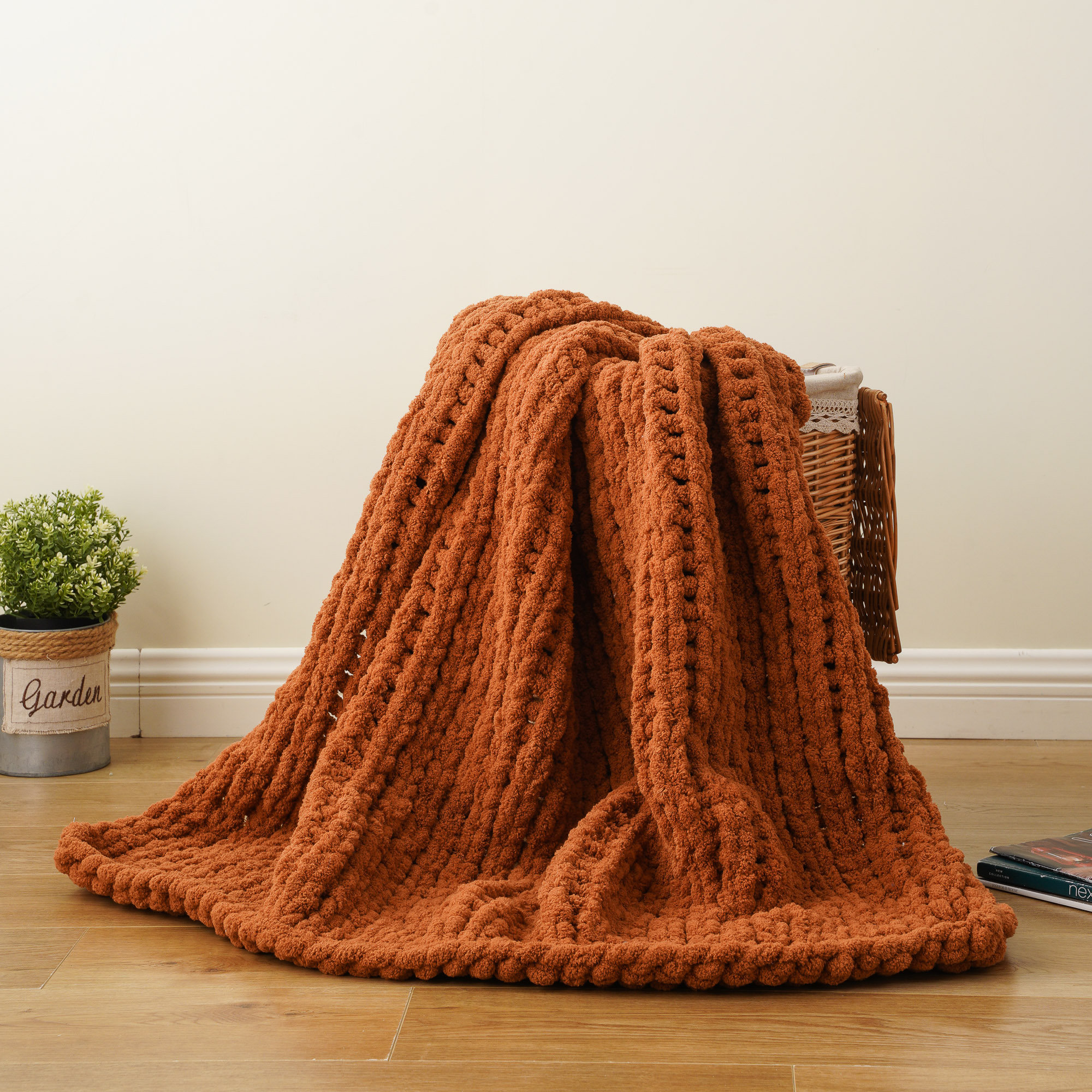 Battilo Home Chunky Knit Throw Blanket,Soft And Thick Chenille Throw Blanket, 50"X60" Handmade Cable Knit Crochet Blanket & Reviews | Wayfair