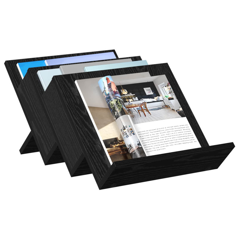 Wood Free Standing Magazine Rack, Black
