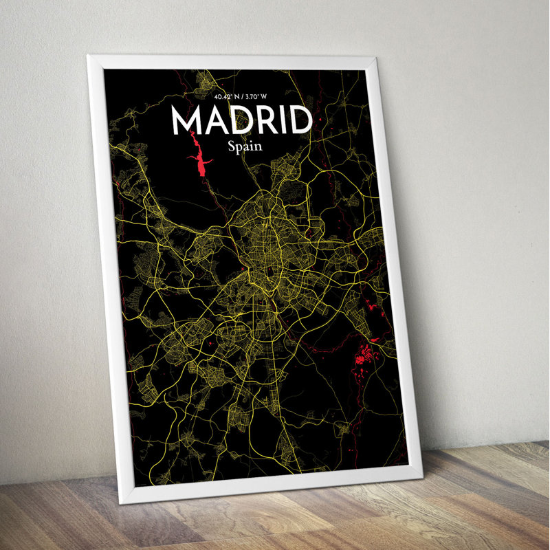 Madrid City Map - No Frame Print, 50.8cm H x 40.6cm W x 0.13cm D
