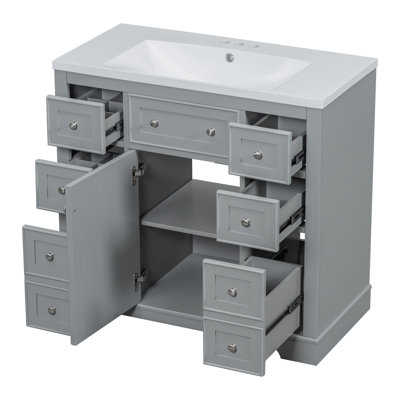 Meuble-lavabo simple 36 po avec plateau en céramique Pencie