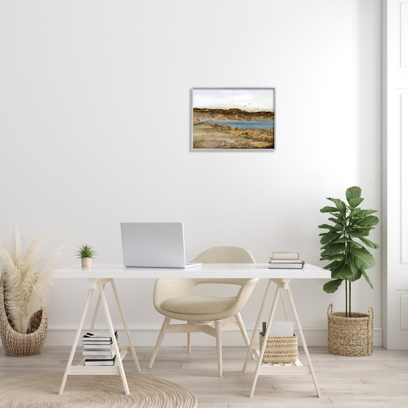 «Country Creek» avec détail d'oiseaux, paysage de boue, ferme surdimensionnée rustique, art numérique sur toile par Ruth Fromstein