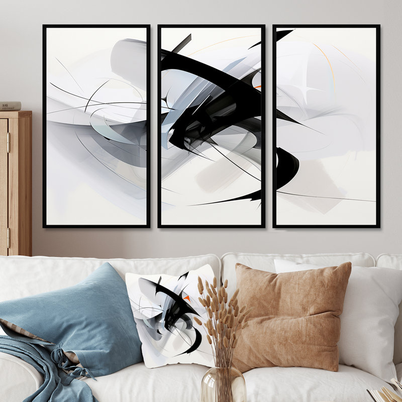 Cordi - ensemble de reproductions d'art abstrait en spirale, Cadre flottant noir, H 28 po x l 36 po x P 1 po