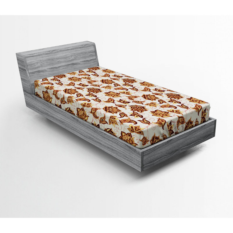 Microfiber Fitted Sheet, Twin Fitted Sheet, Brown Floral