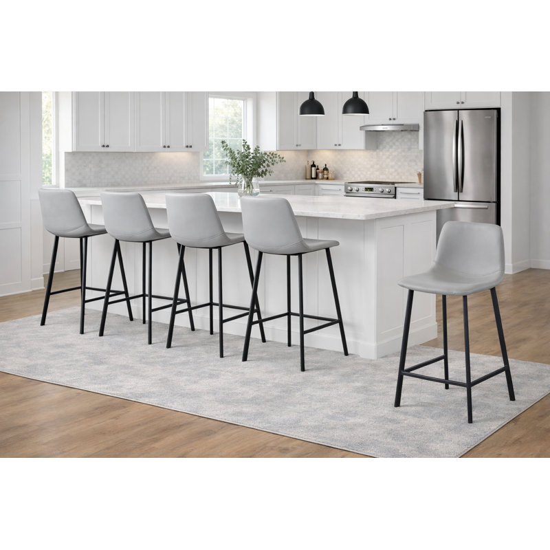 Adam Counter Stool in Grey- Fully Welded Frame with Plastic Glides