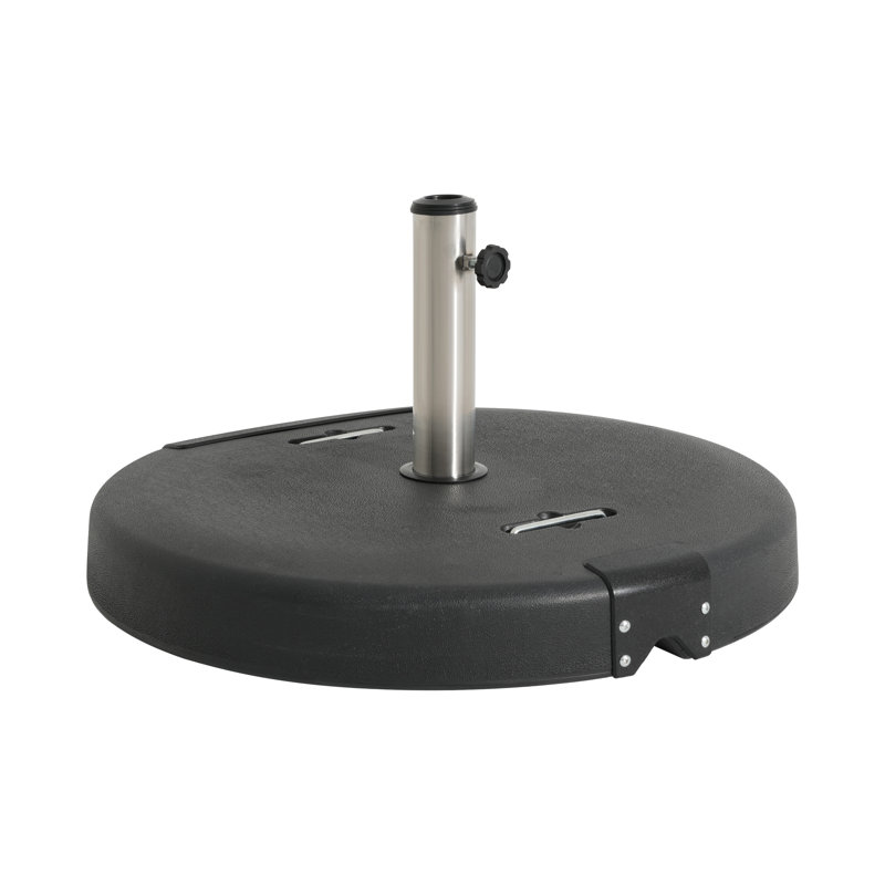  Jacquelen 133 lb Heavy-Duty Outdoor Umbrella Base with Wheels & Handles, Resin Base with Concrete Filling, Black