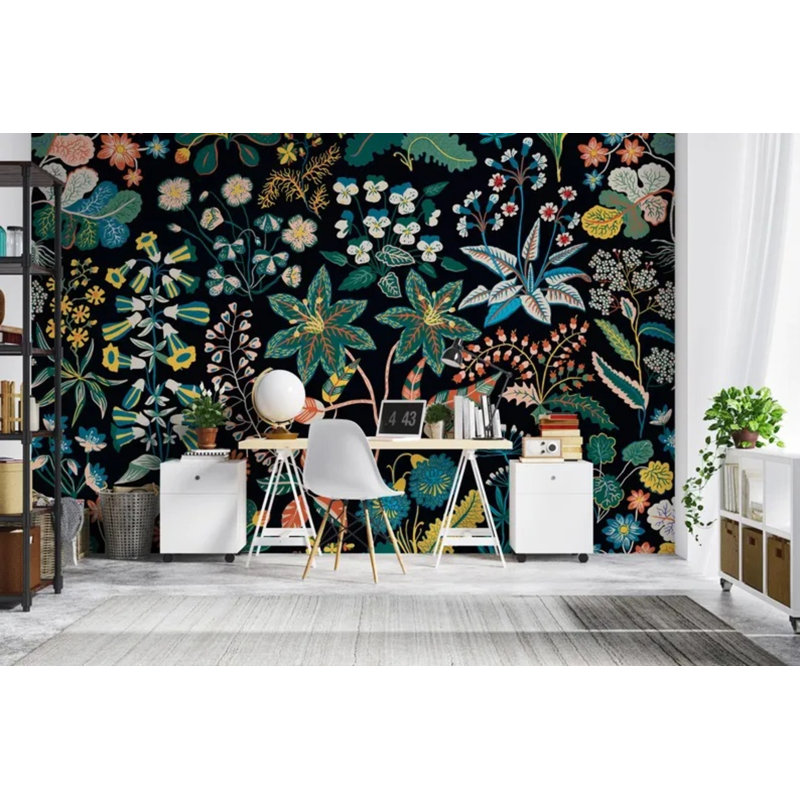 Adhésif mural floral coloré, L 108 po x l 96 po