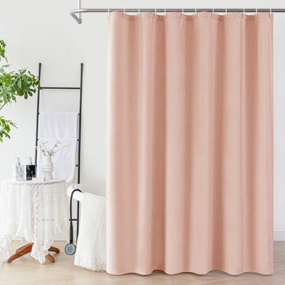 Linen Textured Shower Curtain and Hooks Set