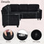 Canapé en L avec canapé-lit, canapé-lit avec siège de rangement, canapé modulaire à 5 places avec port USB, canapé modulaire pour salon, appartement, gris anthracite