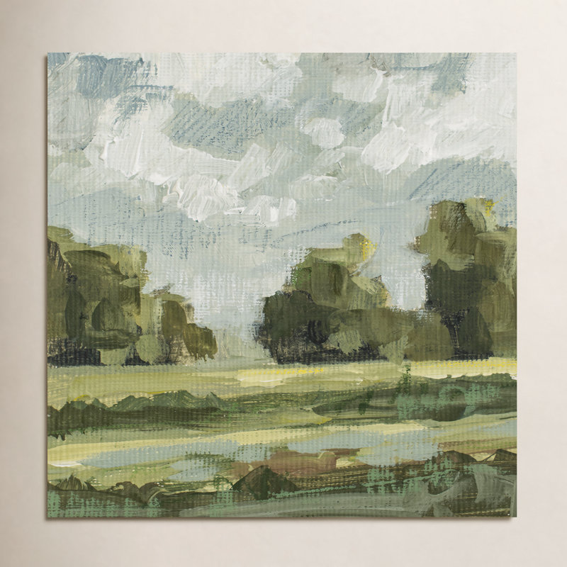 Abstrait paysage paire 12 par Miss Mustard Seed, Non, H 30 po x l 30 po x P 2 po, Toile avec cadre doré