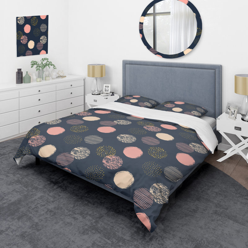 Motif de cercles multicolores - ensemble de housse de couette abstrait - microfibre de polyester