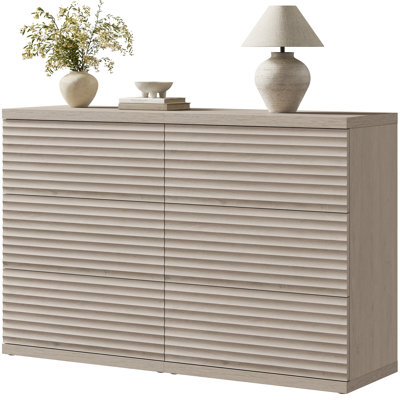 Commode à 3 tiroirs cannelée moderne avec motif escamotable