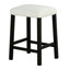 Ensemble de salle à manger 3 pièces : table rectangulaire laquée avec rangement et tabourets à coussins bouclés, plateau en bois d'ingénierie noir et blanc, 2 tabourets à coussins.