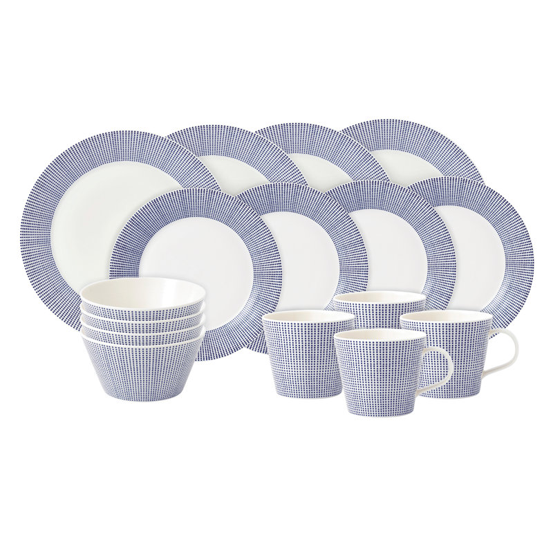 Royal Doulton, Dot - 16 Piece Dinnerware Set, Service for 4