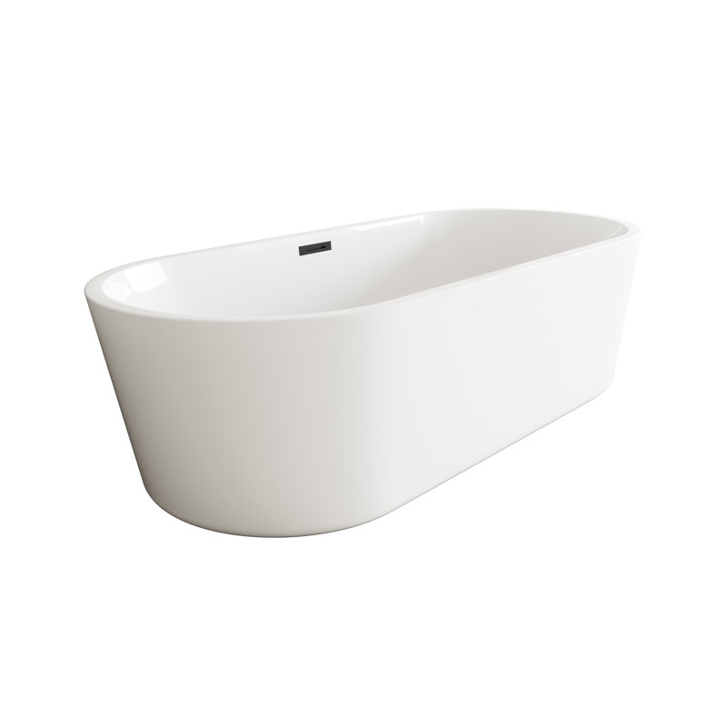 Jakeil 71'' x 31.4'' Soaking Acrylic Bathtub, Matte Black