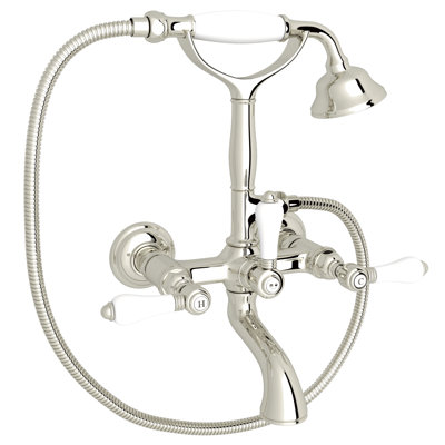 Country Bath Triple Handle Wall Mount Exposed Tub Filler Faucet