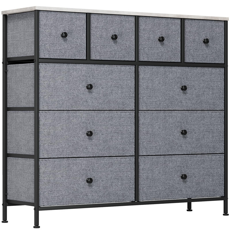 Chest Of Drawers With 10 Fabric Drawers, Wooden Top, Metal Frame, Suitable For Bedroom, Living Room, Children's Room, Office, Hallway, Hallway (Retro)