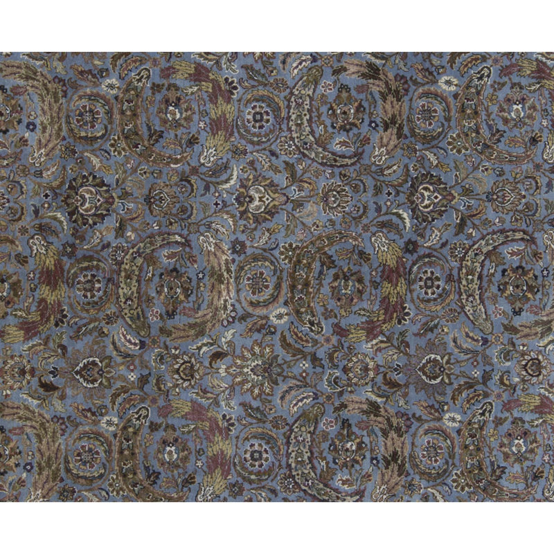Tapis bleu clair et ivoire noué à la main de haute qualité