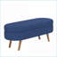 Banc de rangement repose-pieds, lin bleu marine, 43,5 po x 16 po x 16 po, pieds en bois d'hévéa | Noyer brun | Bois