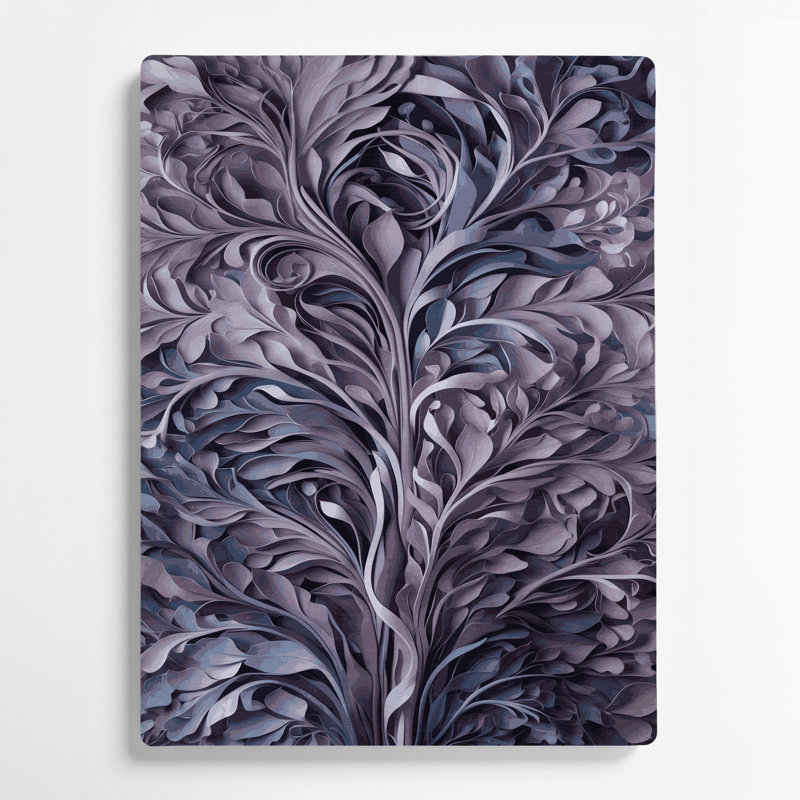 Abstrait floral 84, art mural en métal mauve, H 11 po x l 14 po