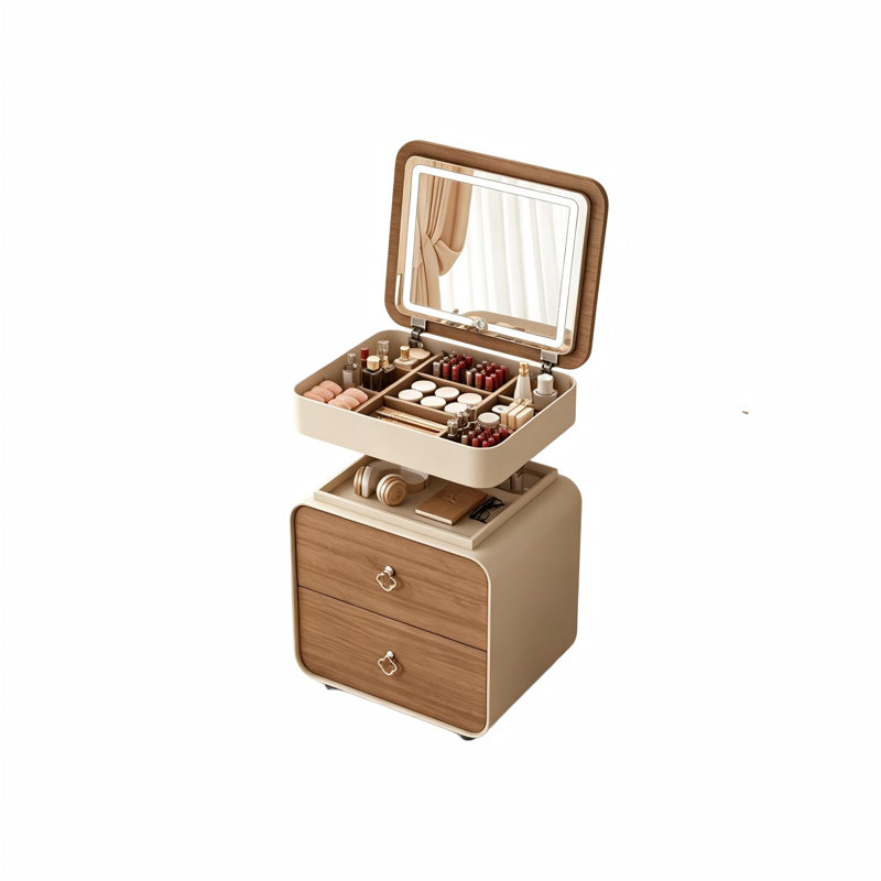 Meuble-lavabo moderne en bois massif compact avec plateau relevable et 2 tiroirs Modern Minimalist