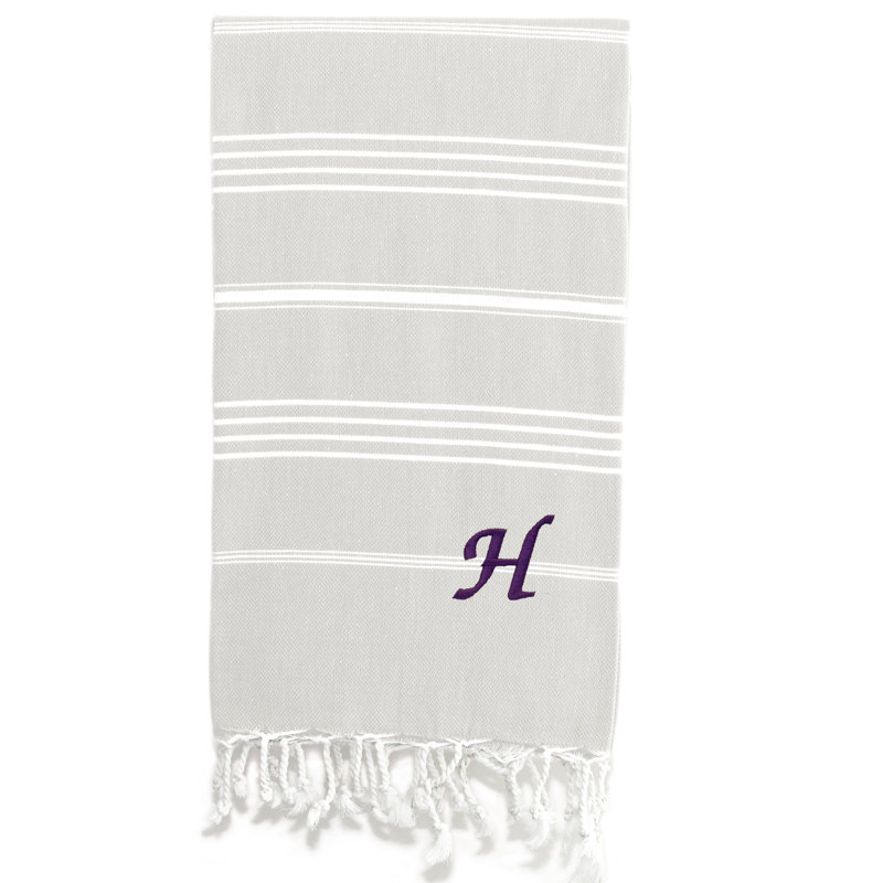 Serviette de plage 100% coton Pestemal Lucky, Crème / Blanc, H