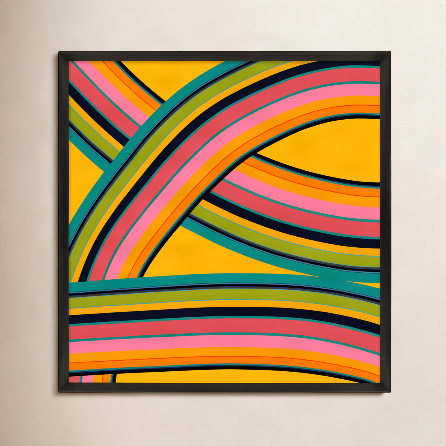 Twist Series I "Fiesta Twist" Print, 36" H x 36" W x 1.25" D, Black