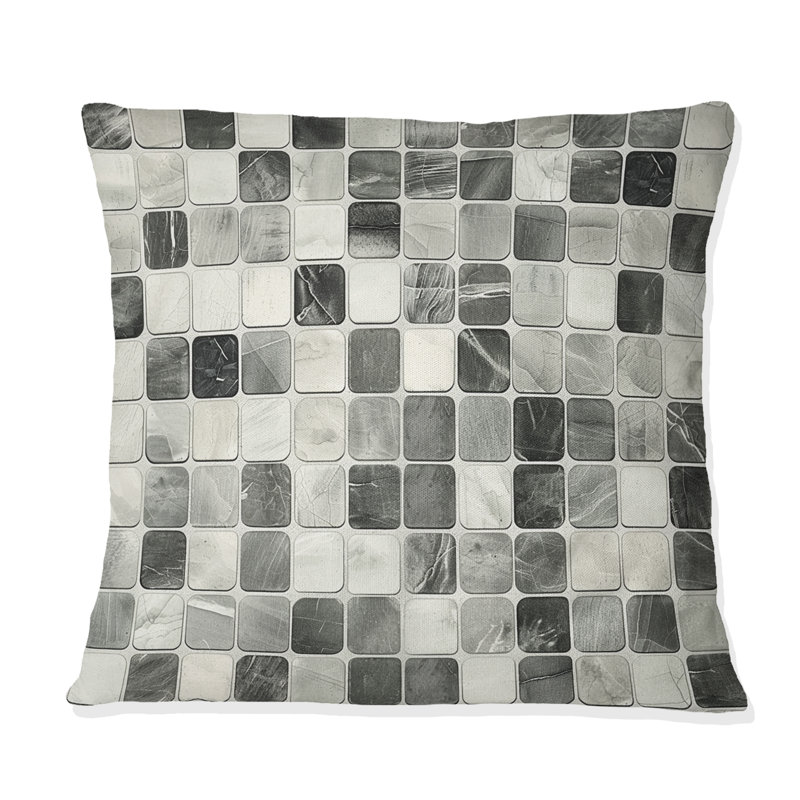 Coussin décoratif gris Mid-Century, H 18 po x l 18 po