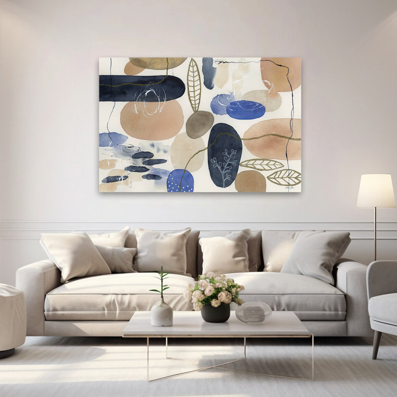 Abstrait - feuilles et pierres I, H 40 po x l 60 po