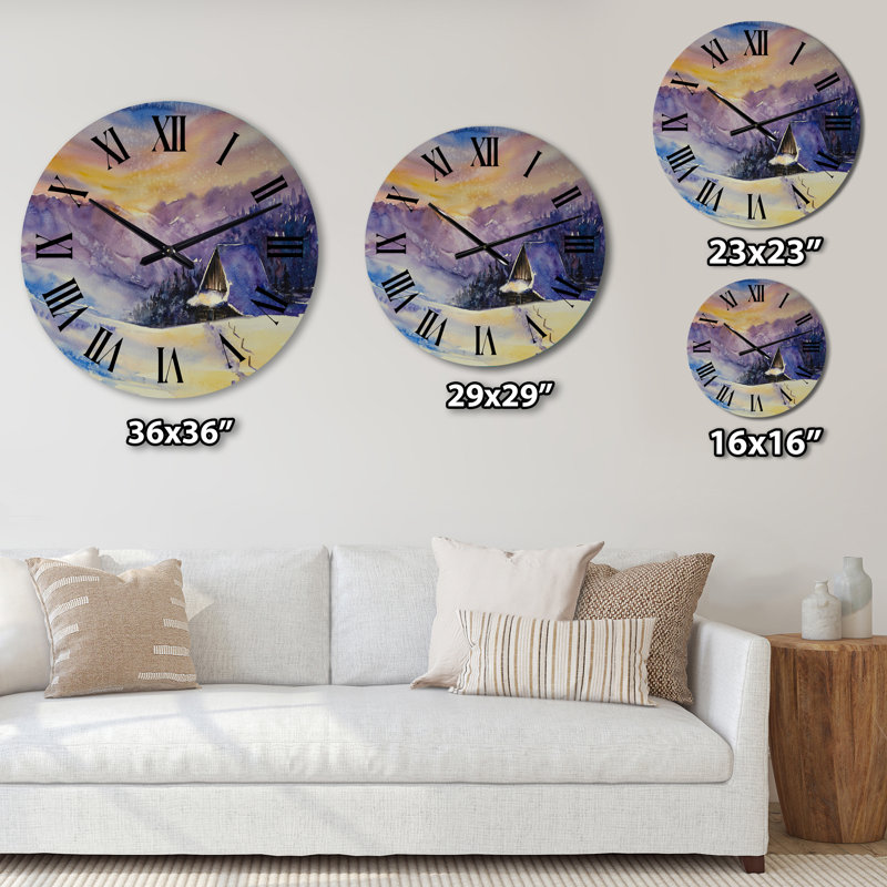 Horloge murale traditionnelle mauve Sunset, Surdimensionné