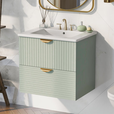 Meuble-lavabo simple 24 po avec lavabo en céramique