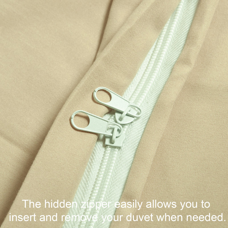 3 Piece Duvet Cover Set, 100% Brushed Microfiber Comforter Set with Ties - NTBAY, Kaki