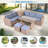 6-piece All Weather Pe Rattan Sofa Set With Adjustable Seat, Storage Box, Removable Covers And Tempered Glass Top Table