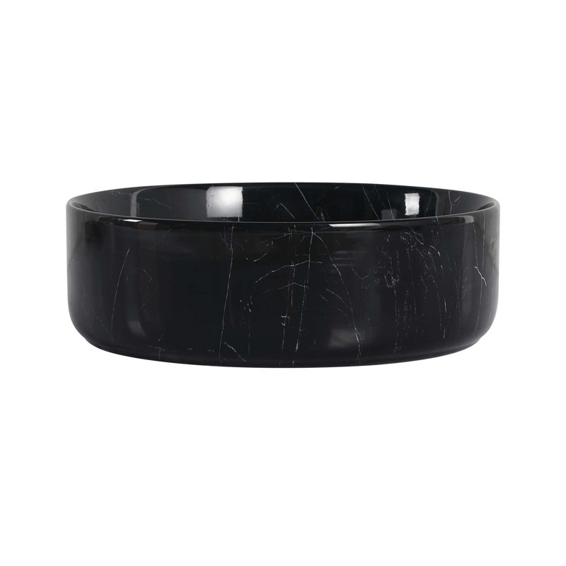 Ceramic Round Above Counter Bathroom Sink Art Basin, Black