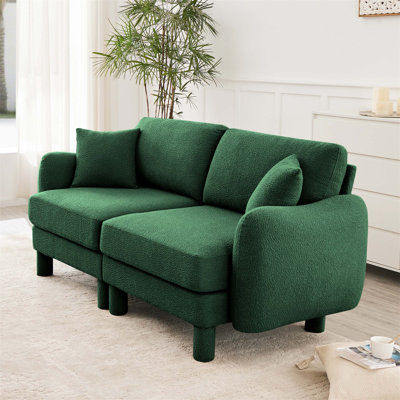 Boucle Fabric 2 - seater Loveseat Sofa Couch with Distinctive Shell - shaped Armrests and Cylindrical Legs for Stylish and Comfortable Seating