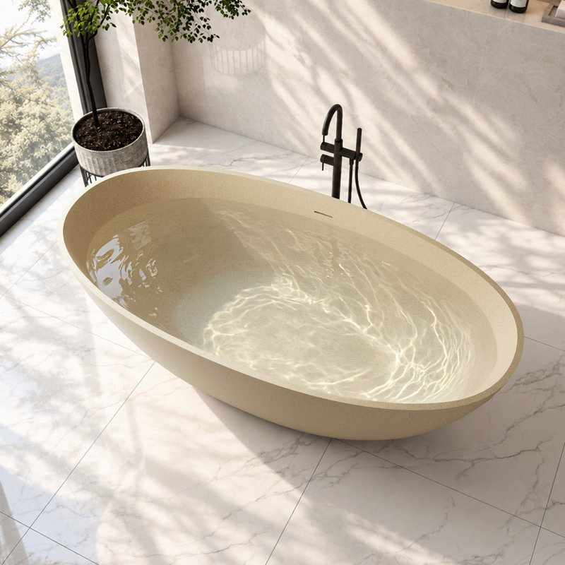 x 29.53'' Freestanding Soaking Solid Surface Bathtub