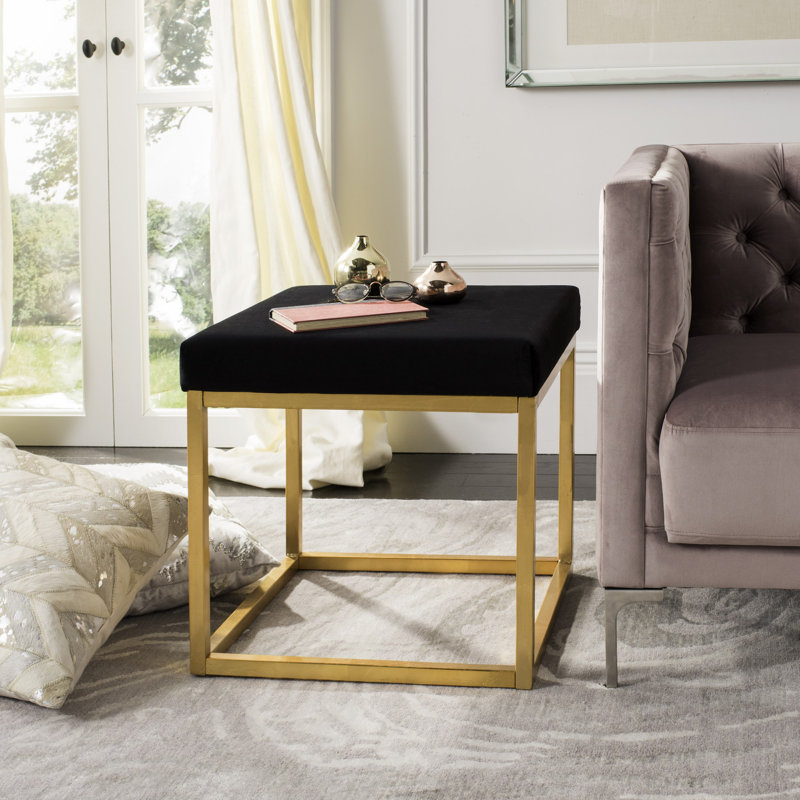Repose-pieds carré standard en velours de 21 po Shepherd, Noir