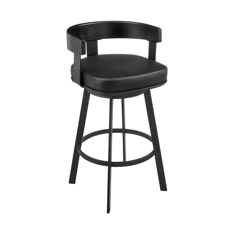 Tabouret de bar Ahlem, Noir, Tabouret de comptoir (siège d'une hauteur de 26 p