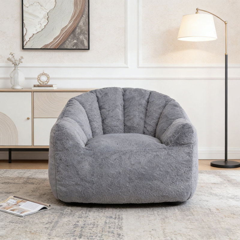 Fauteuil à billes avec accoudoirs rembourrés de mousse haute densité, Gris