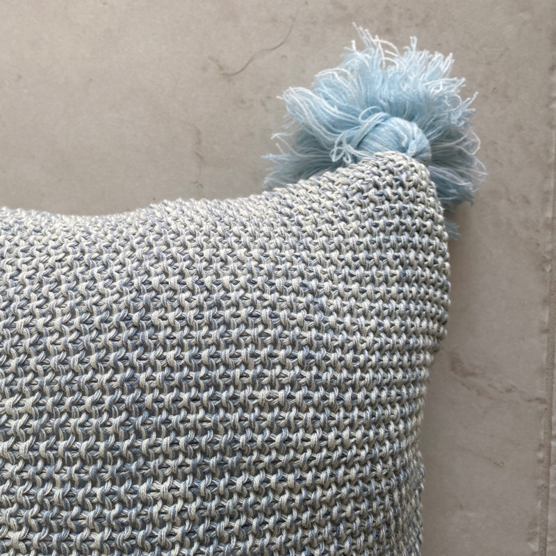  Housse de coussin 100% coton, Bleu / blanc