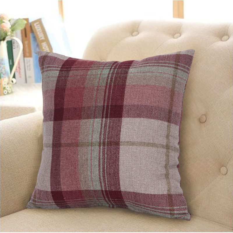 Sonoita Plaid Square Cushion, Red