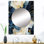 Motif de marbre céleste or et bleu Oleda - grand miroir mural en marbre, miroir décoratif abstrait, impression d'art en métal