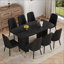 Table de salle à manger spacieuse en bois aggloméré avec 8 chaises ergonomiques, pour un décor moderne et luxueux.-975412962-975412963