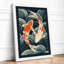 Koi in Flowing Water Japandi - Framed Print-122323079-122323192
