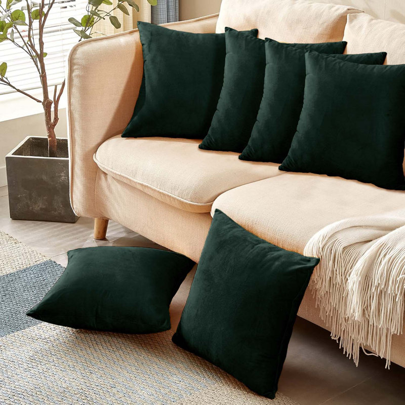 Aldino Square Throw Cushion Pad, Dark Green