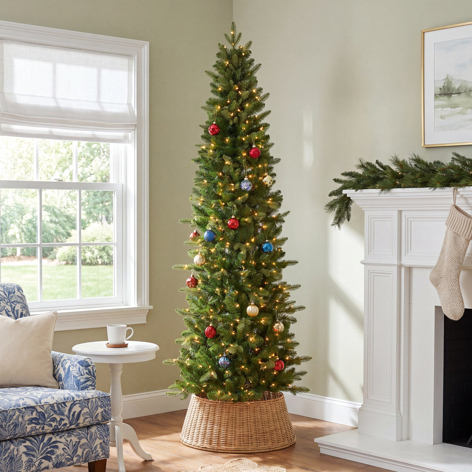 Lighted Artificial Spruce Christmas Tree, 7.5'