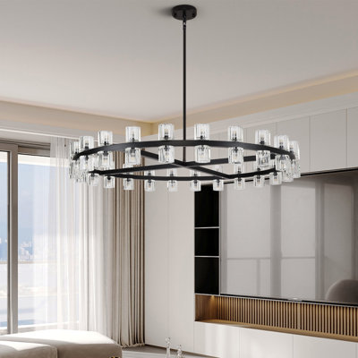 36"/48"/60" Dimmable Round Crystal Cup Large Chandelier