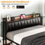 Upholstered Industrial Platform Bed With Charging Headboard & Storage Drawers-2096511289