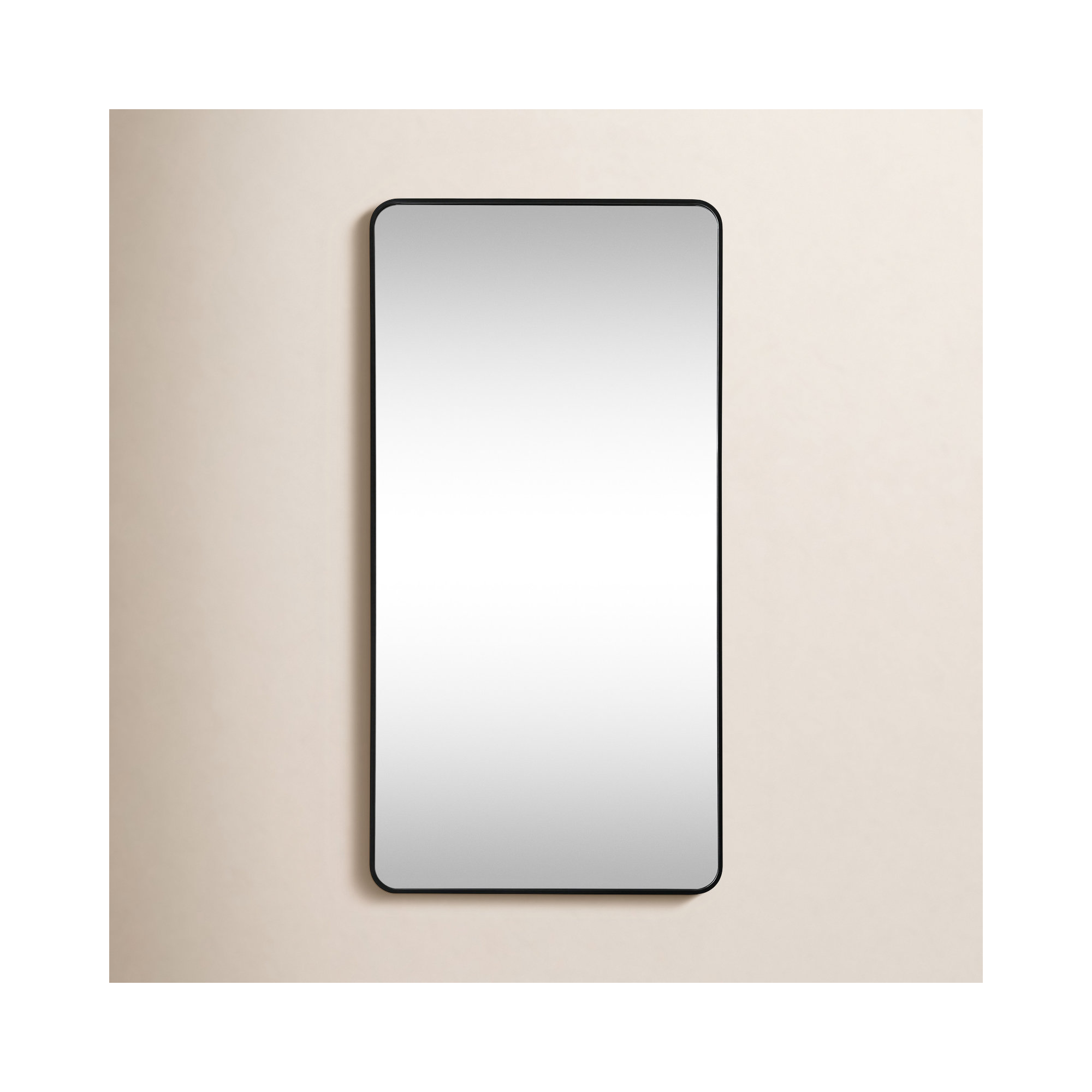 Sabine Metal Rounded Rectangle Floor Mirror, Black, 60" x 30"